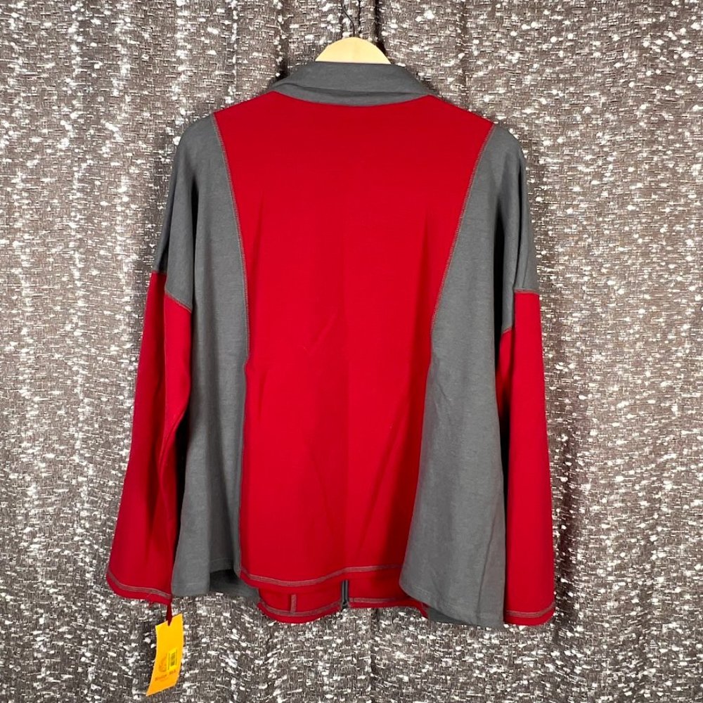 Ruby Rd Red and Gray Full Zip Jacket - Picture 4 of 4